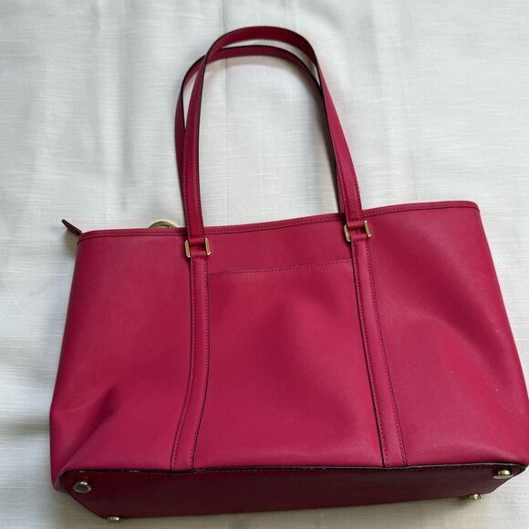 Michael Kors Jet Set Travel Large Saffiano Leather Tote Bag In Hot Pink - Picture 5 of 10